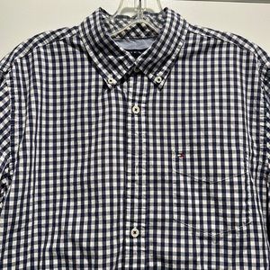 Tommy Hilfiger navy blue gingham dress shirt